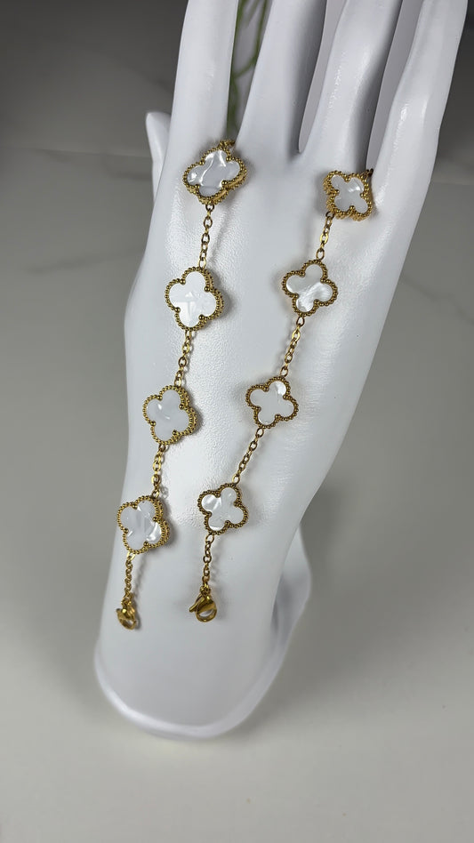 Bracelet trèfle blanc