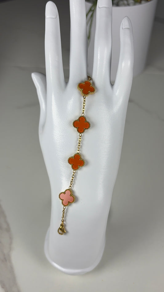 Bracelet trèfle orange