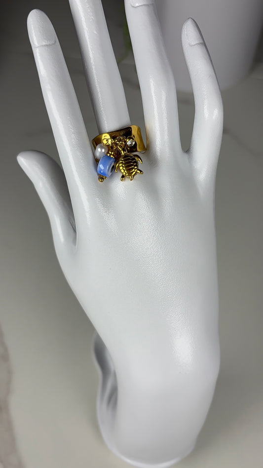 Bague breloque tortue œil