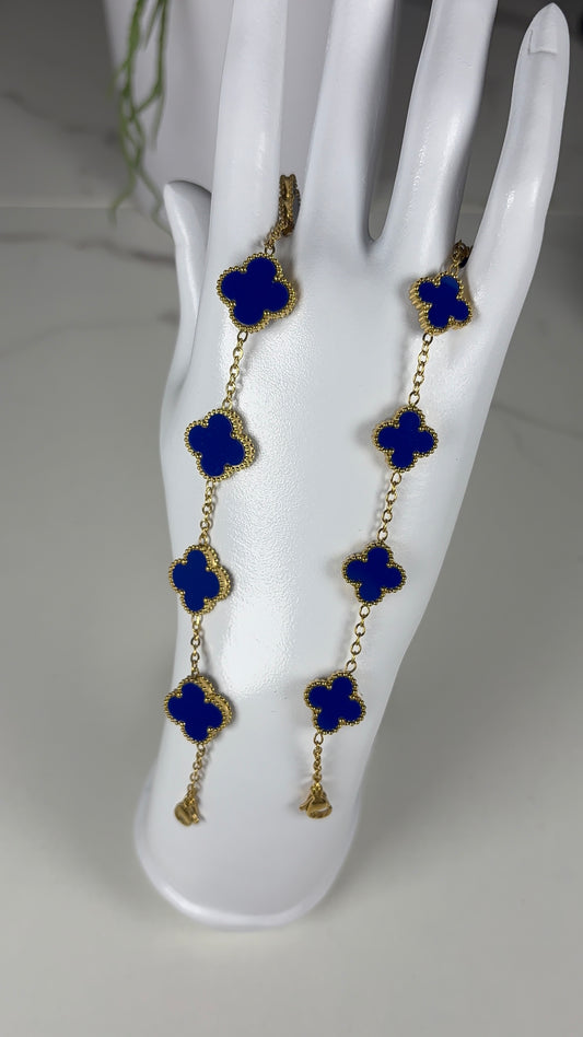 Bracelet trèfle bleu marine