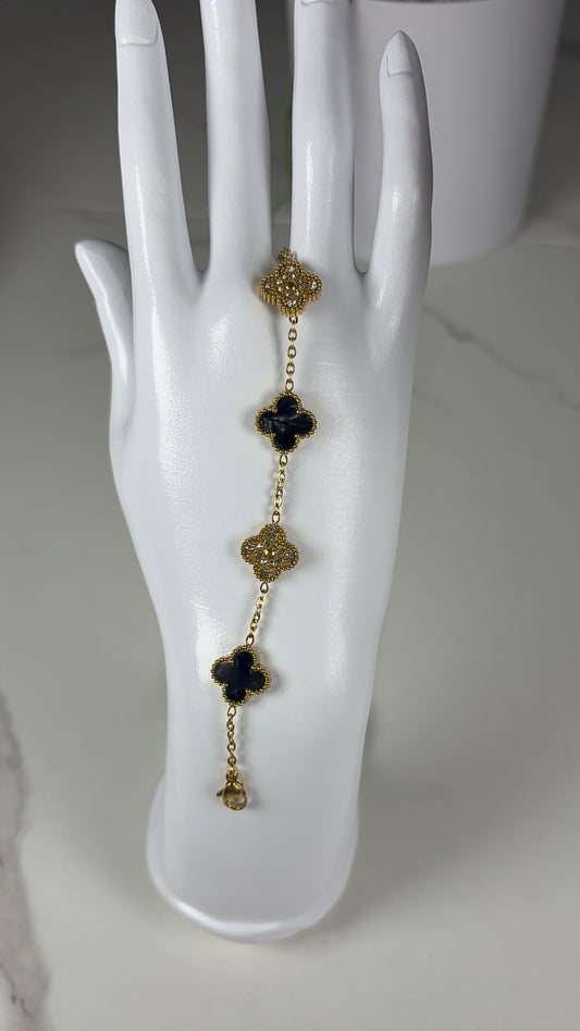 Bracelet trèfle noir