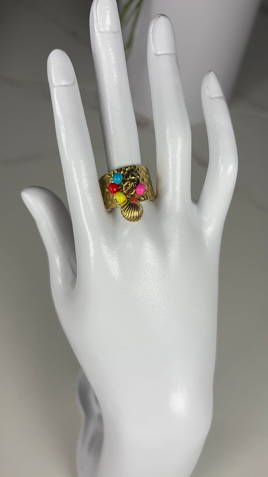 Bague breloque multicolore